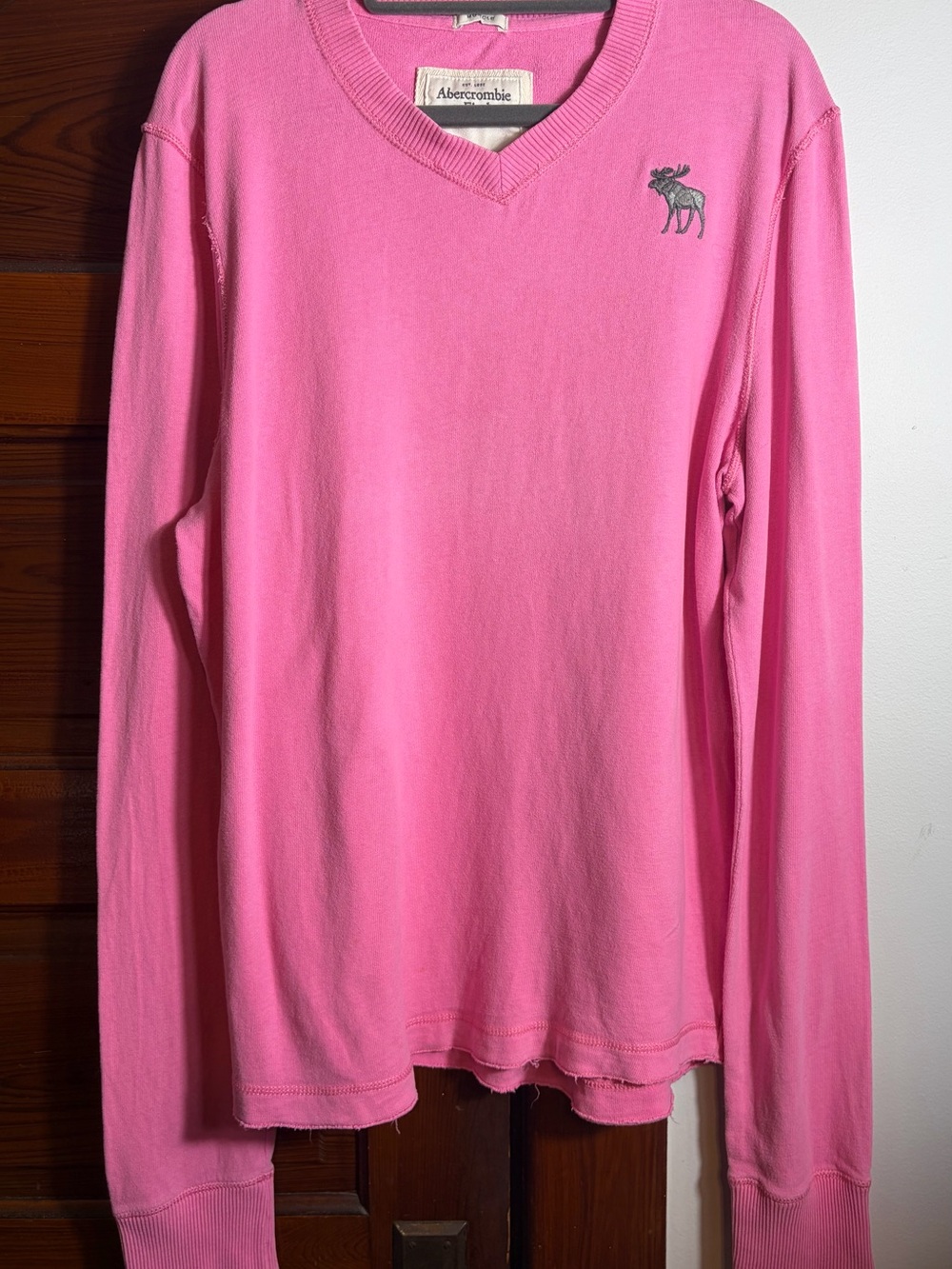 Abercrombie & Fitch Pink V-Neck Long Sleeve Sweater